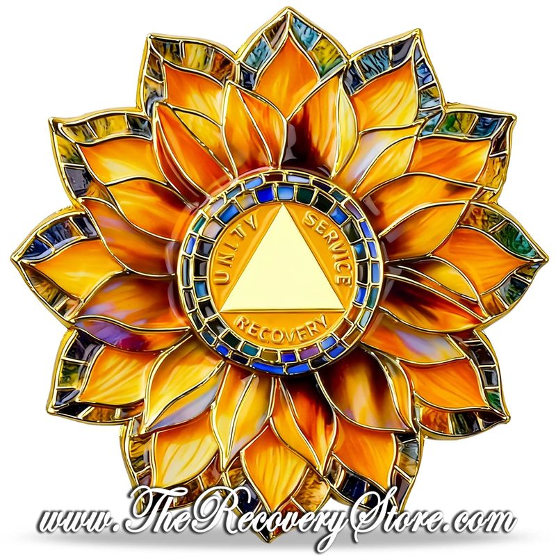 Designer Medallion - AA Sunflower Yearly Sobriety Coin