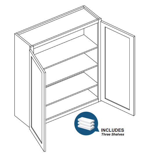 Brooklyn Fawn Double Door Wall Cabinet - 27" W x 42" H