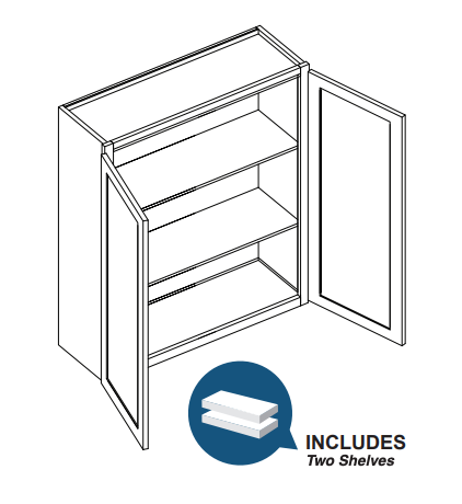 Brooklyn Gray Double Door Wall Cabinet - 27" W x 36" H