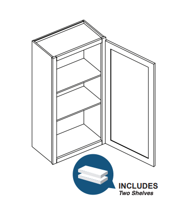Brooklyn Gray Single Door Wall Cabinet - 21" W x 36" H
