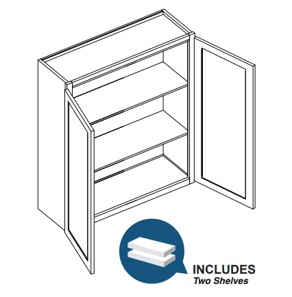 Brooklyn Gray Double Door Wall Cabinet - 39" W x 30" H