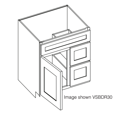 Brooklyn Midnight Vanity Sink Base Right Drawer Stacking Cabinet - 36" W