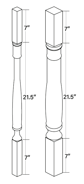 Brooklyn White Turned Post - 3" W x 35.5" H