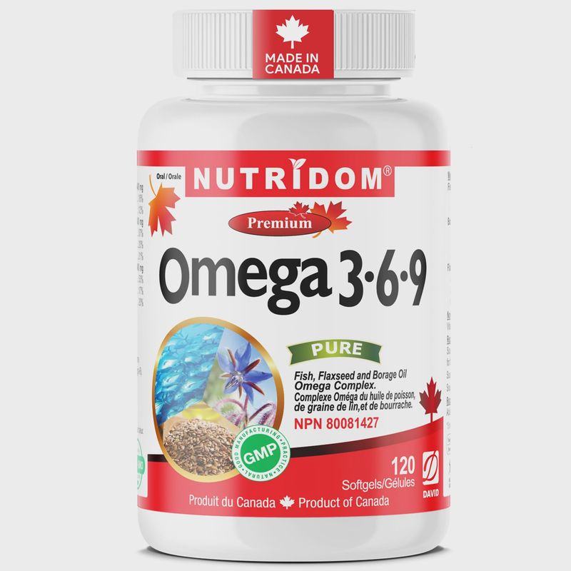 Omega 3-6-9 | Fish, Borage and Flaxseed Oil | EPA DHA GLA ALA | 120 Softgels
