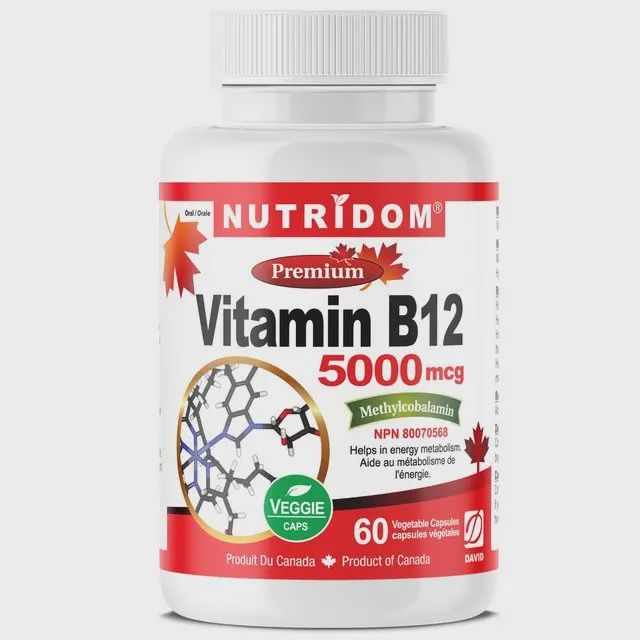 Vitamin B12 5000mcg | Methylcobalamin | Active Coenzyme Form | High Potency | 60 Vegan Capsules