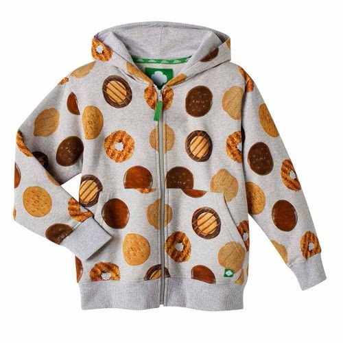GIRLS' PHOTO COOKIE ZIP-UP HOODIE HEATHER GRAY LG