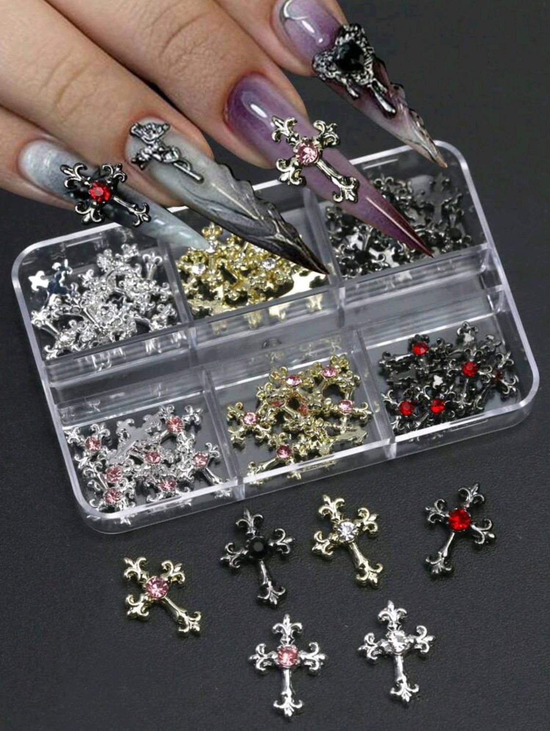 60pcs Cross Nail Charms