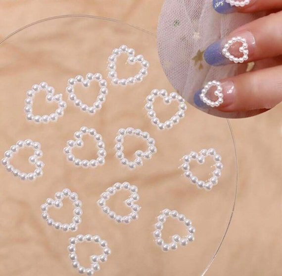 30pcs Pearl Heart Charm