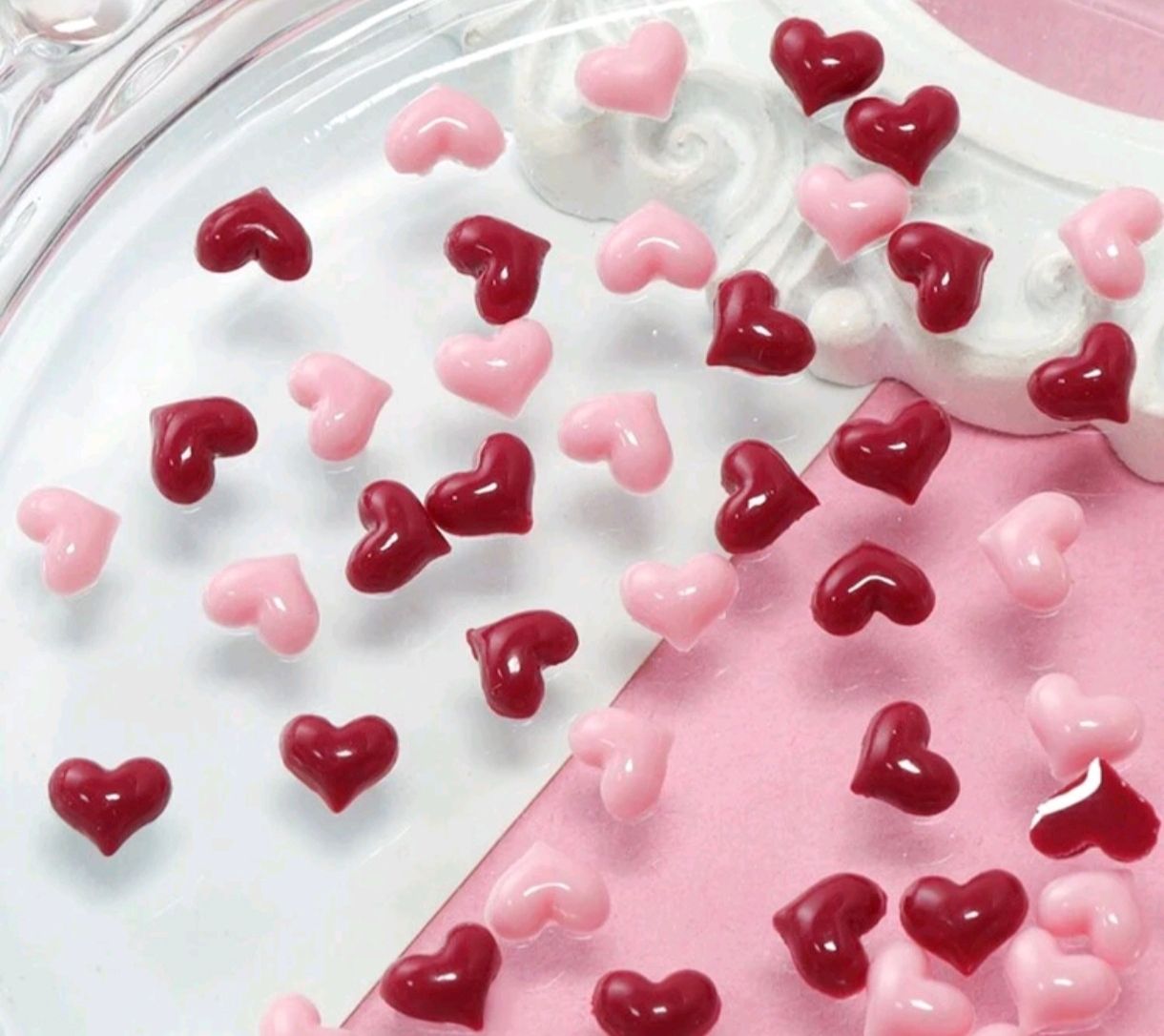 50pcs Kawaii Mini Heart Nail Charms