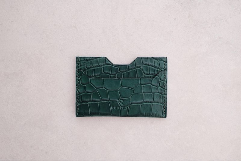 Matte Green Genuine Crocodile Cardholder (Handmade)