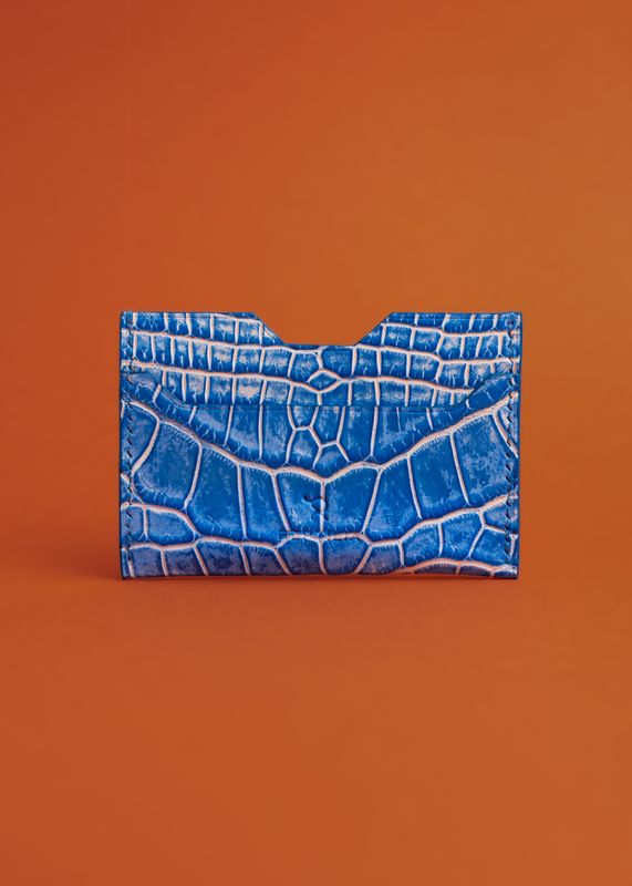 Azure Blue Crocodile Cardholder