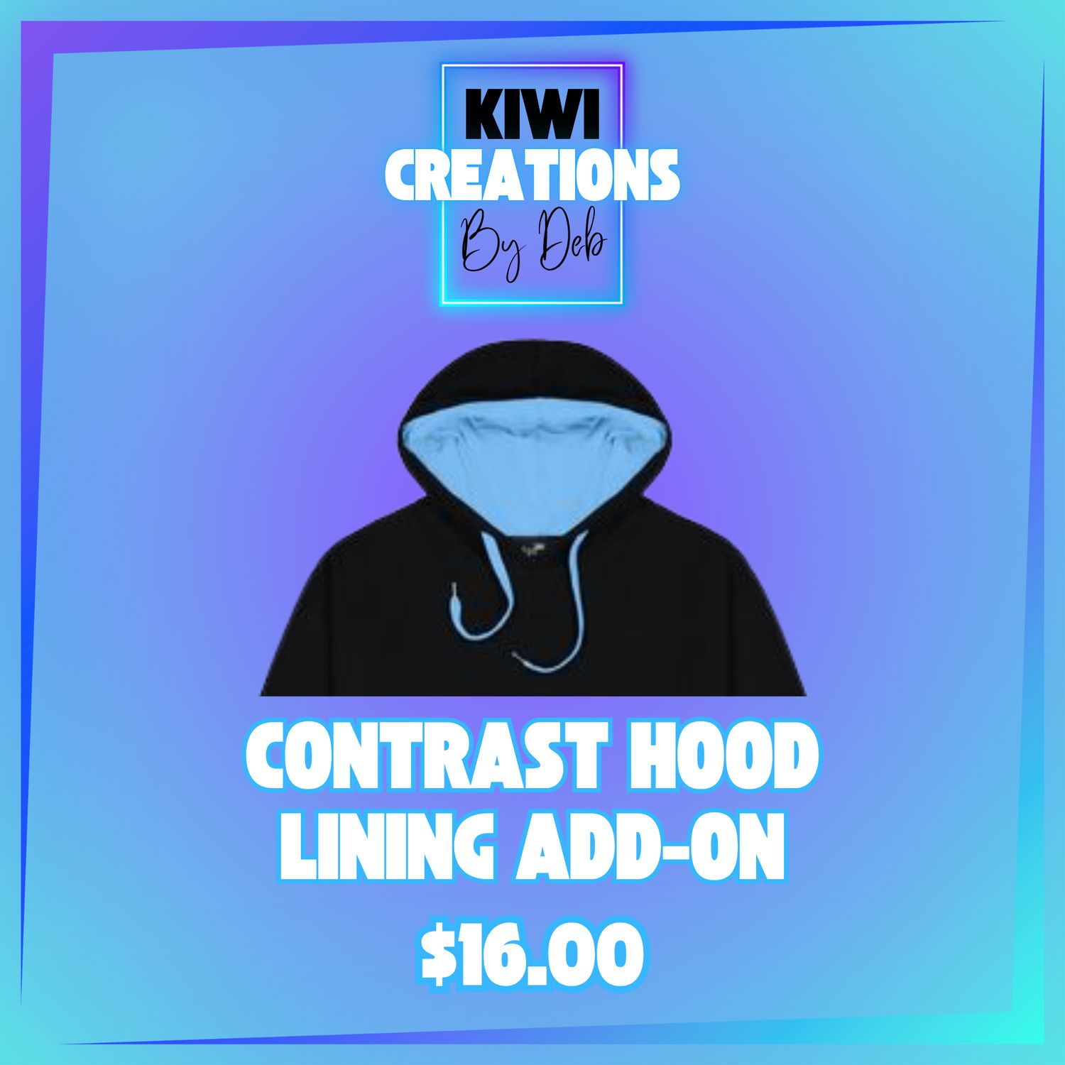 Contrast hood lining add-on