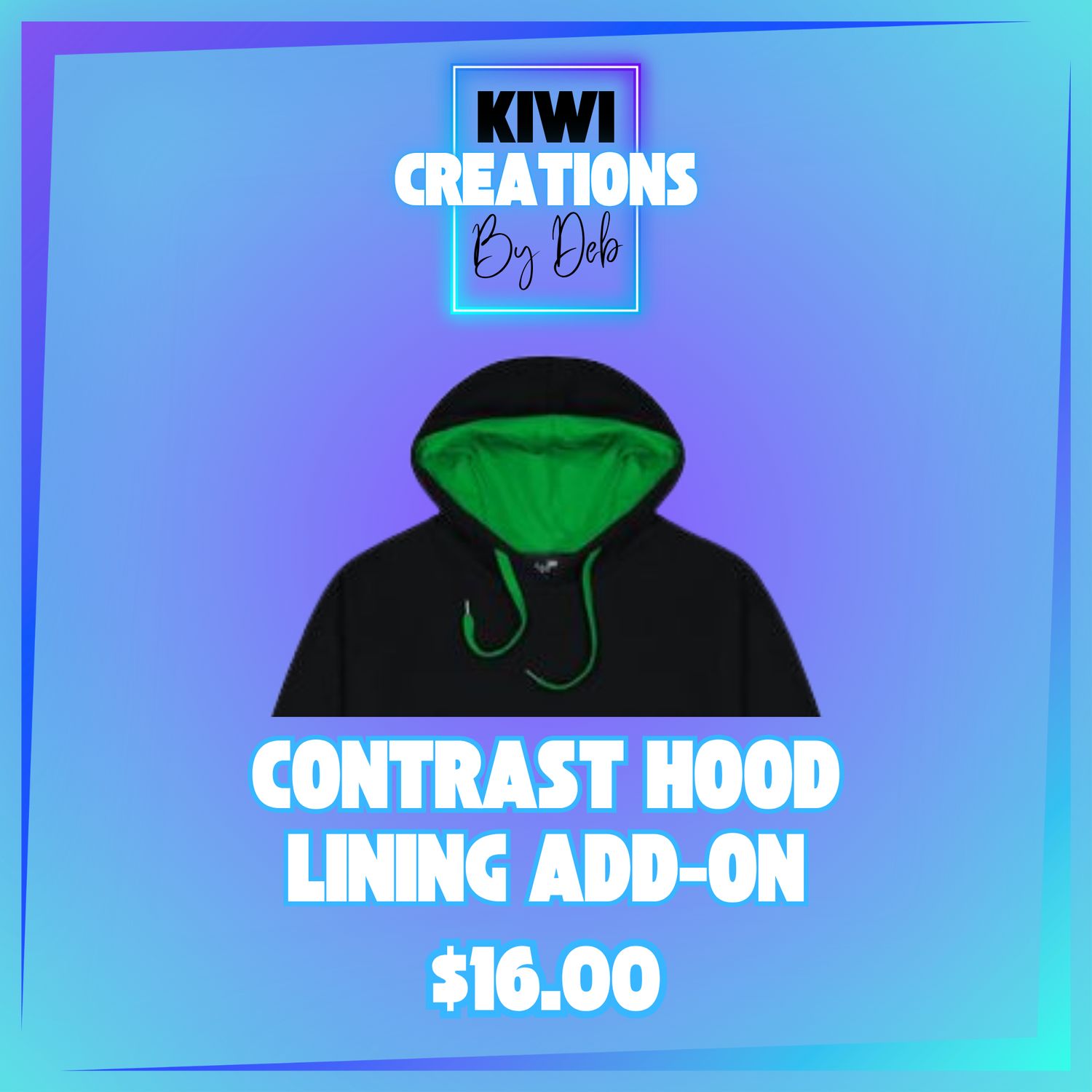 Contrast hood lining add-on