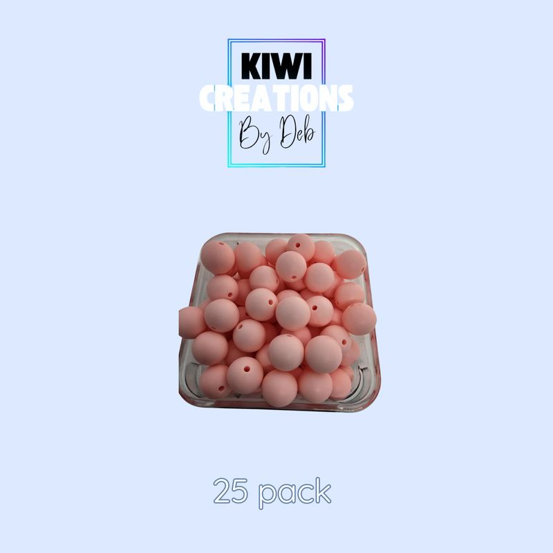 25 pack 15 mm silicone beads - Pink crystal