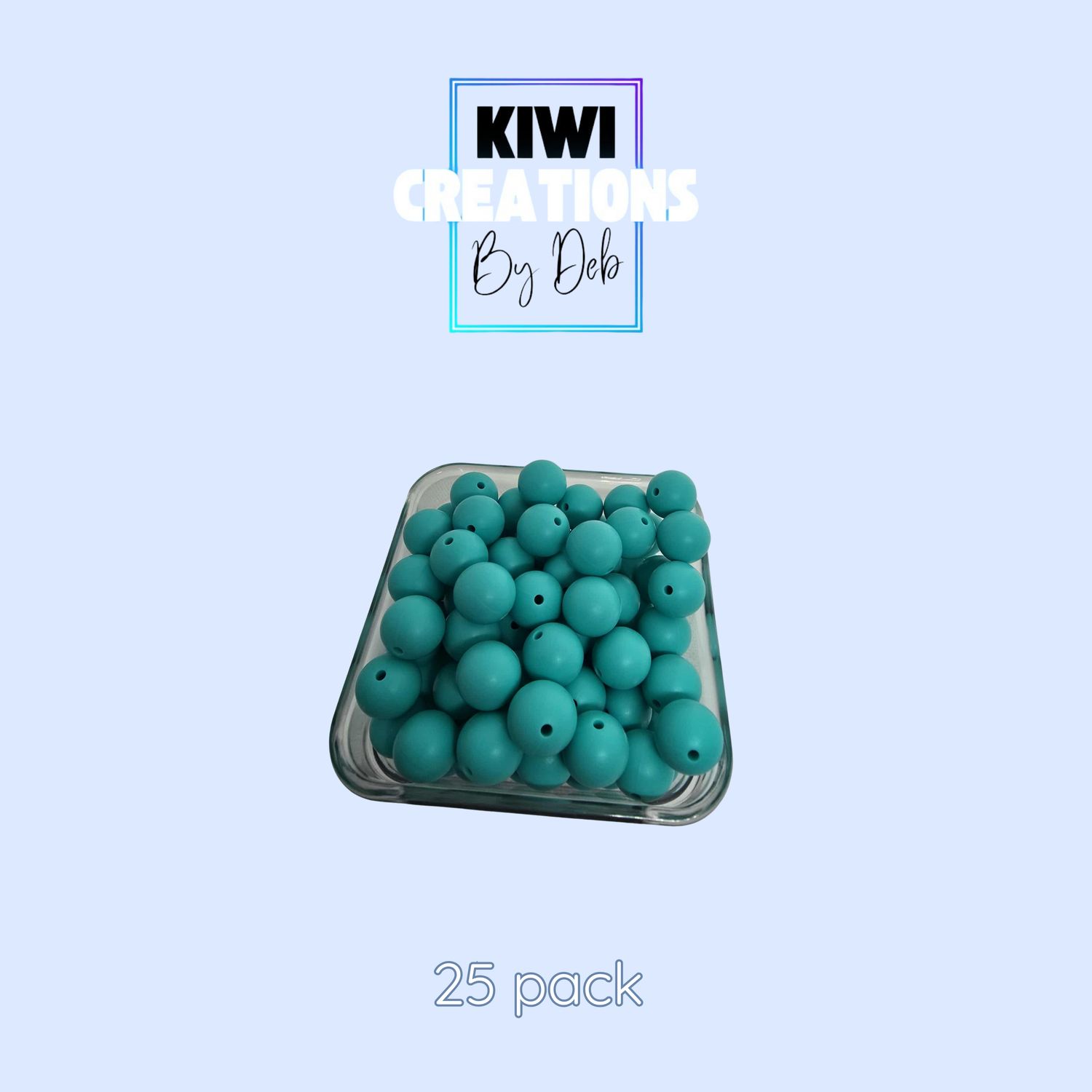 25 pack 15 mm silicone beads - Turquoise