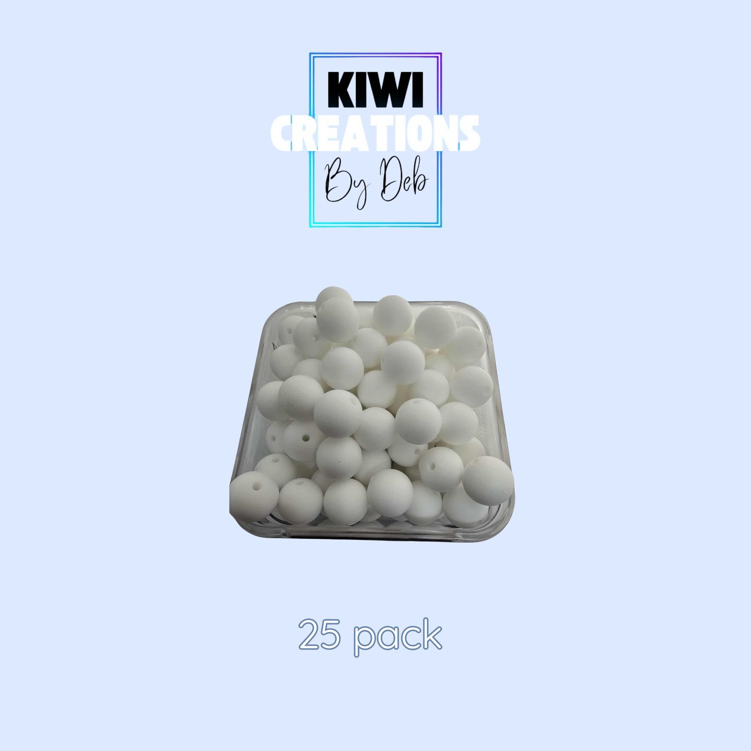 25 pack 15 mm silicone beads - White