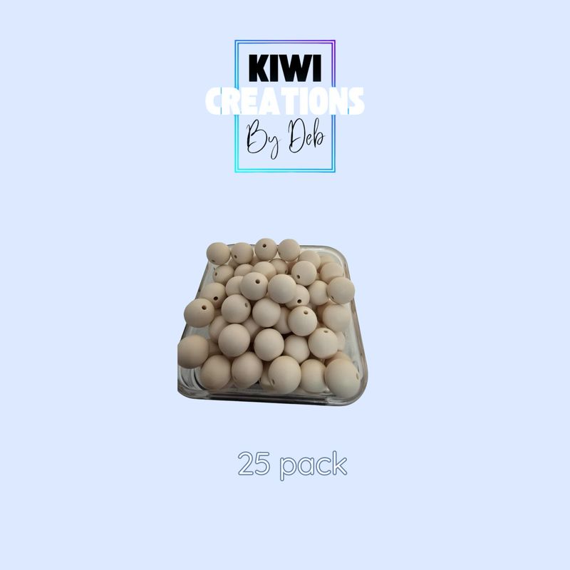 25 pack 15 mm silicone beads - Beige