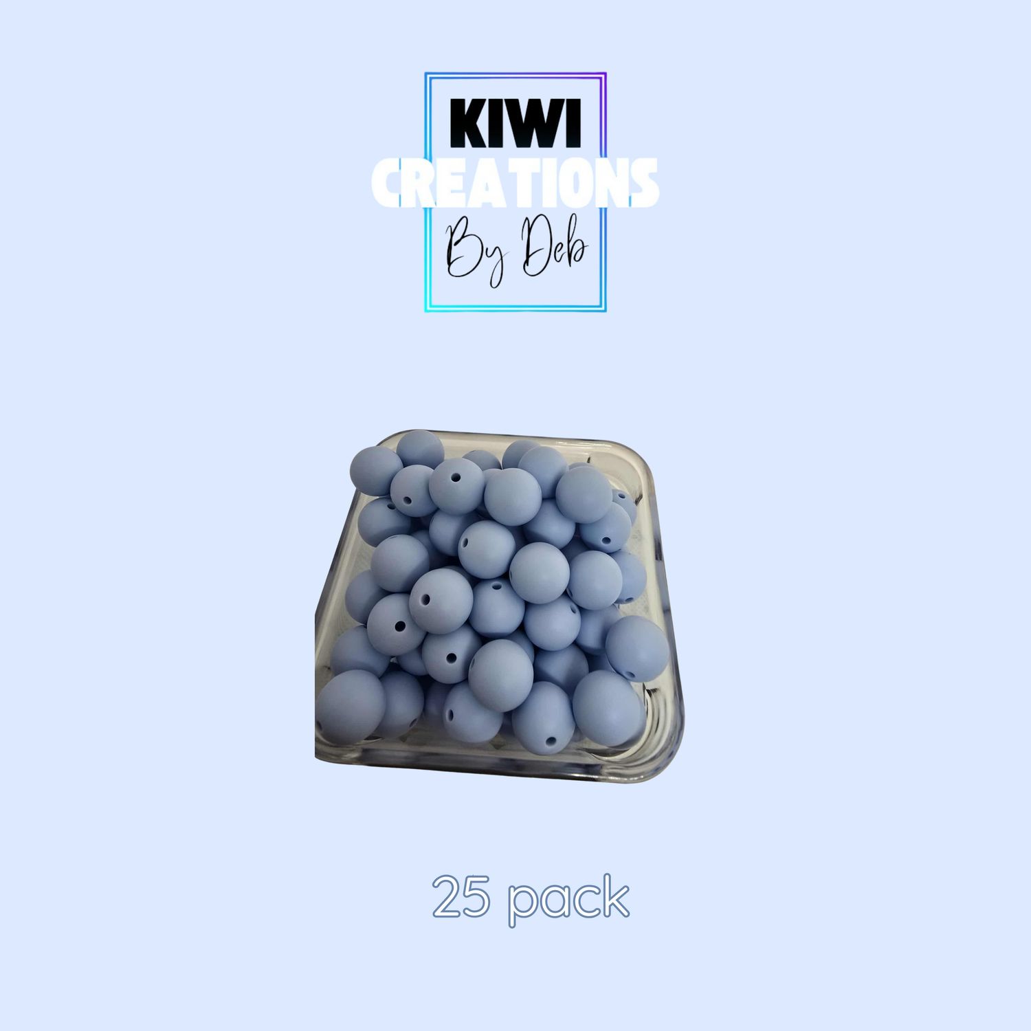 25 pack 15 mm silicone beads - Light blue