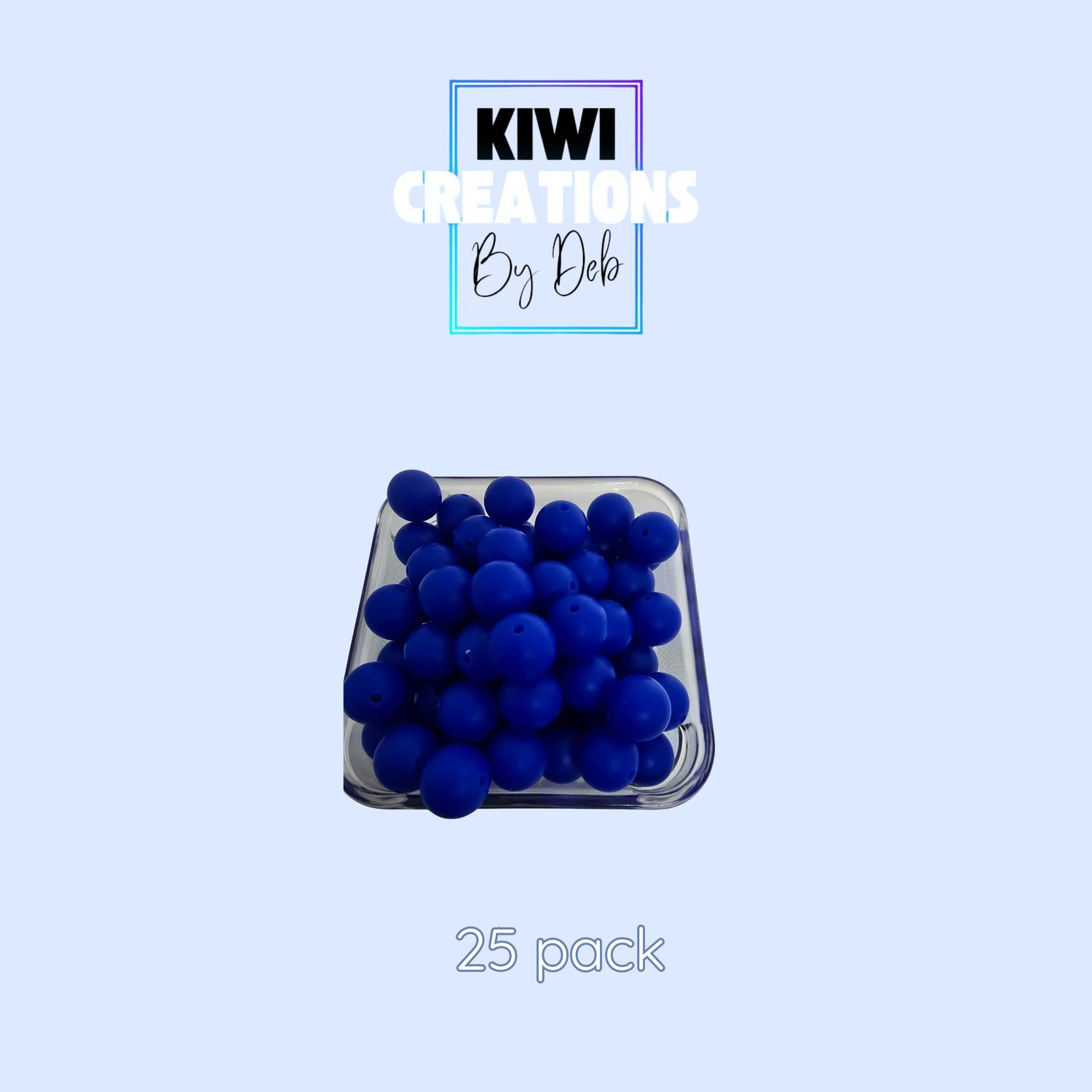 25 pack 15 mm silicone beads - Lake blue