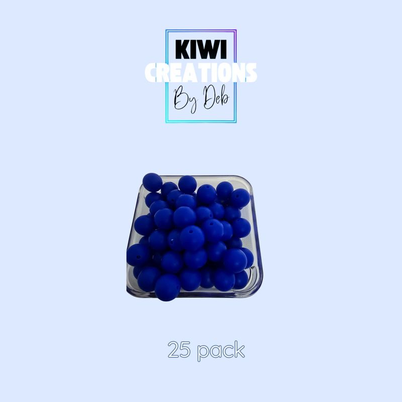 25 pack 15 mm silicone beads - Lake blue