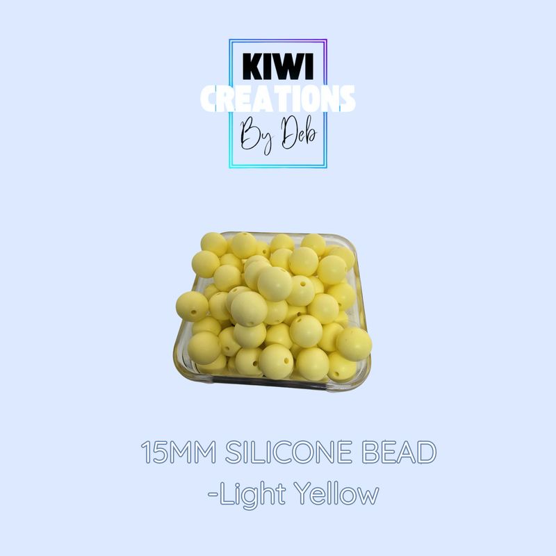 25 pack 15 mm silicone beads - Light yellow
