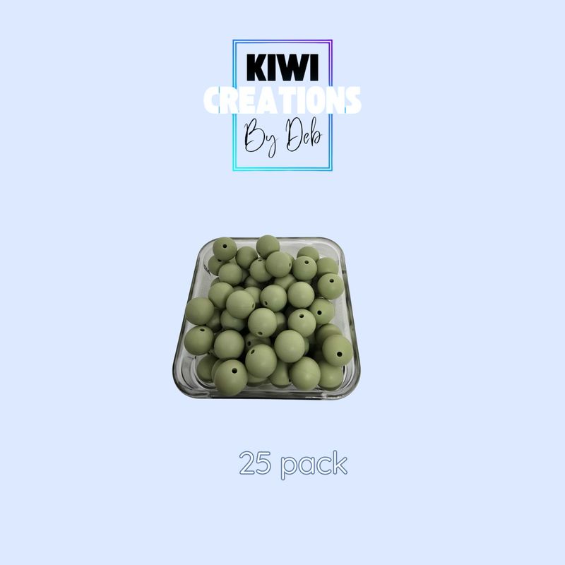 25 pack 15 mm silicone beads - Lime orange