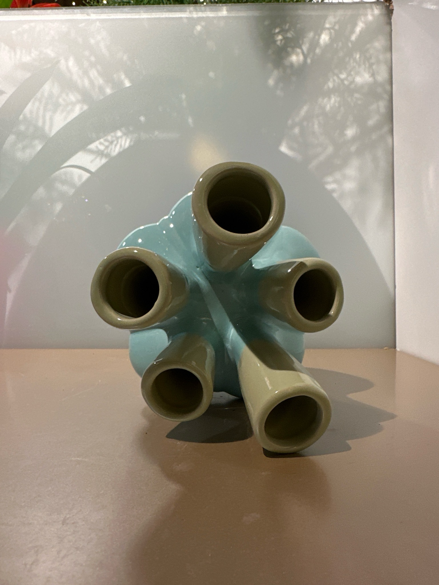 Tulpen vaas auqa/ mosgroen 18cm