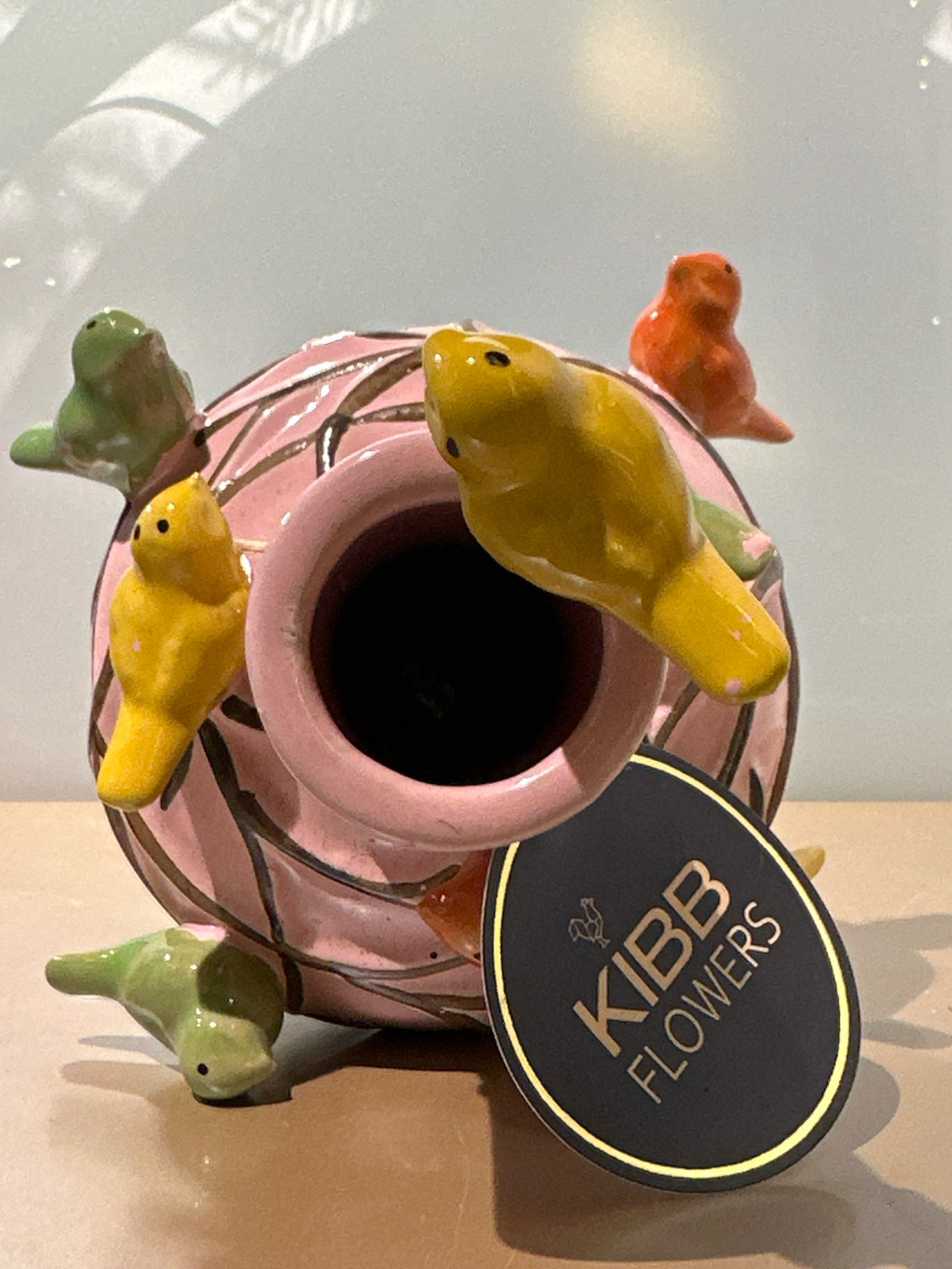 Vogeltjes vaas roze 19 cm