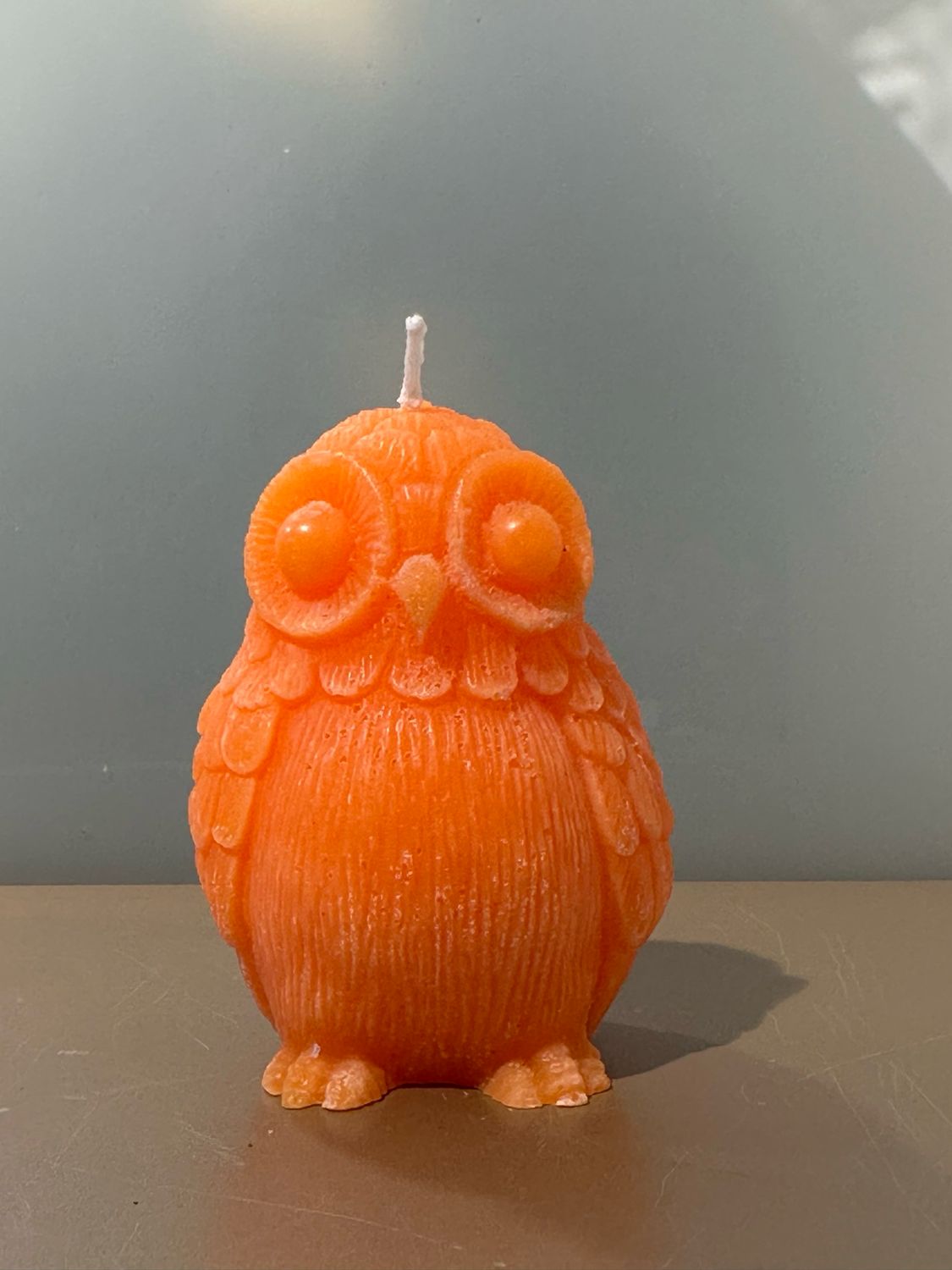 Uil kaars Oranje 10cm