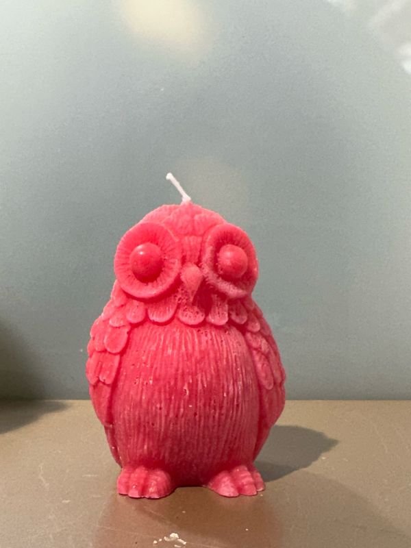Uil kaars Roze 10cm