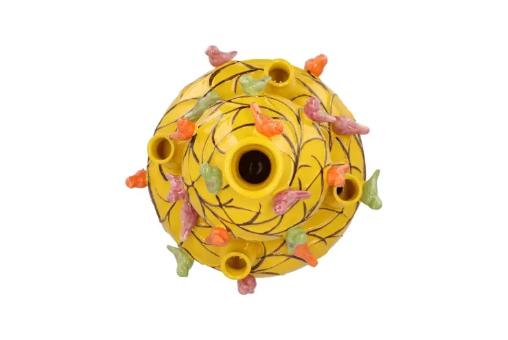 Tulpen vaas vogels geel 25 cm
