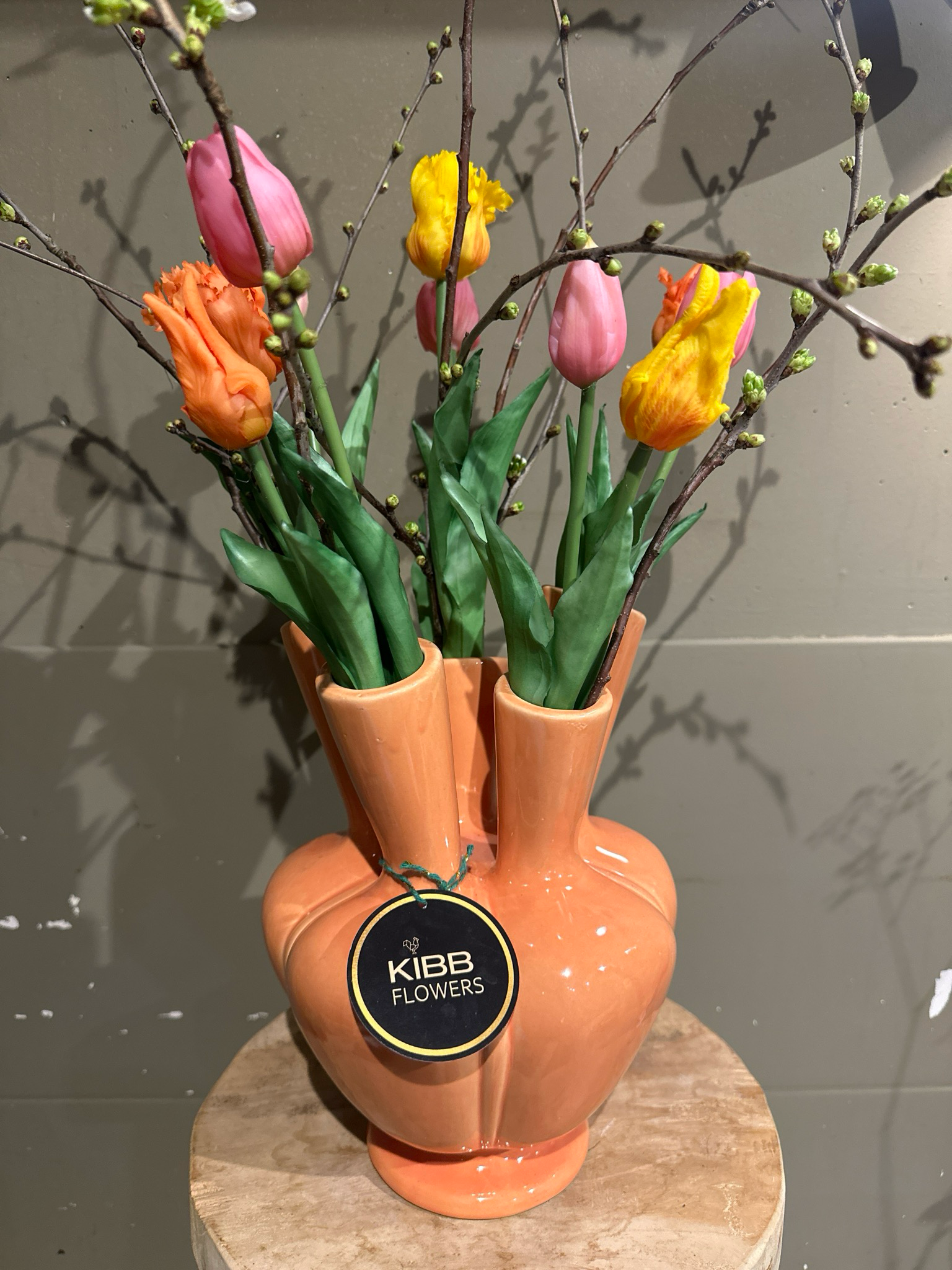 Tulpen vaas (Koraal) met zijde tulpen