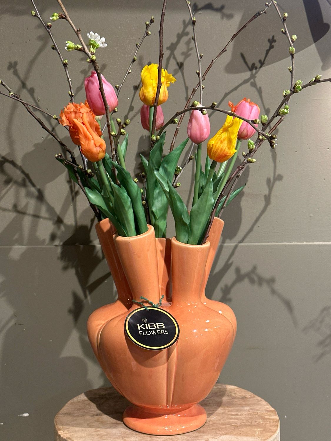 Tulpen vaas (Koraal) met zijde tulpen