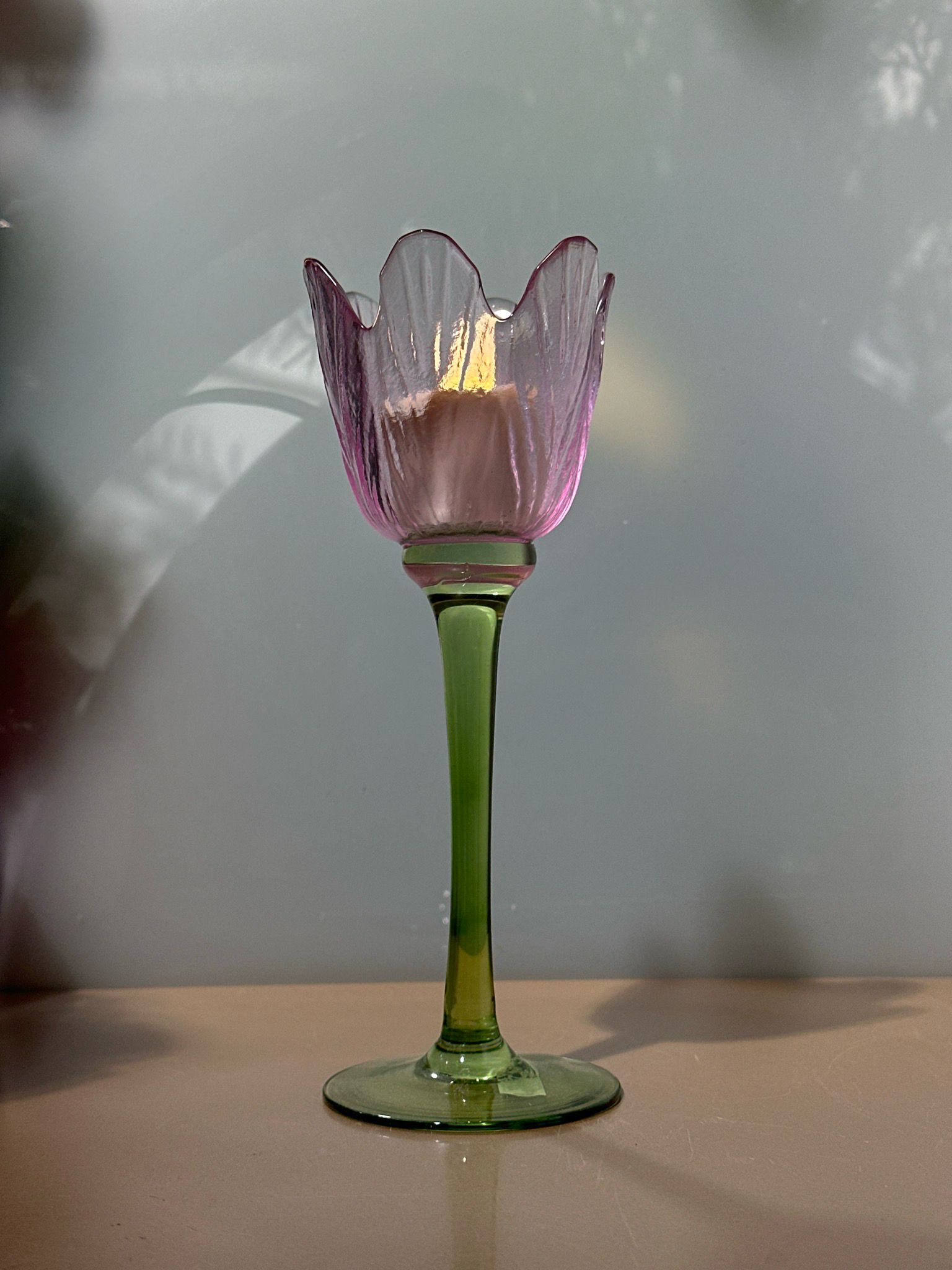 Tulpen windlicht L roze