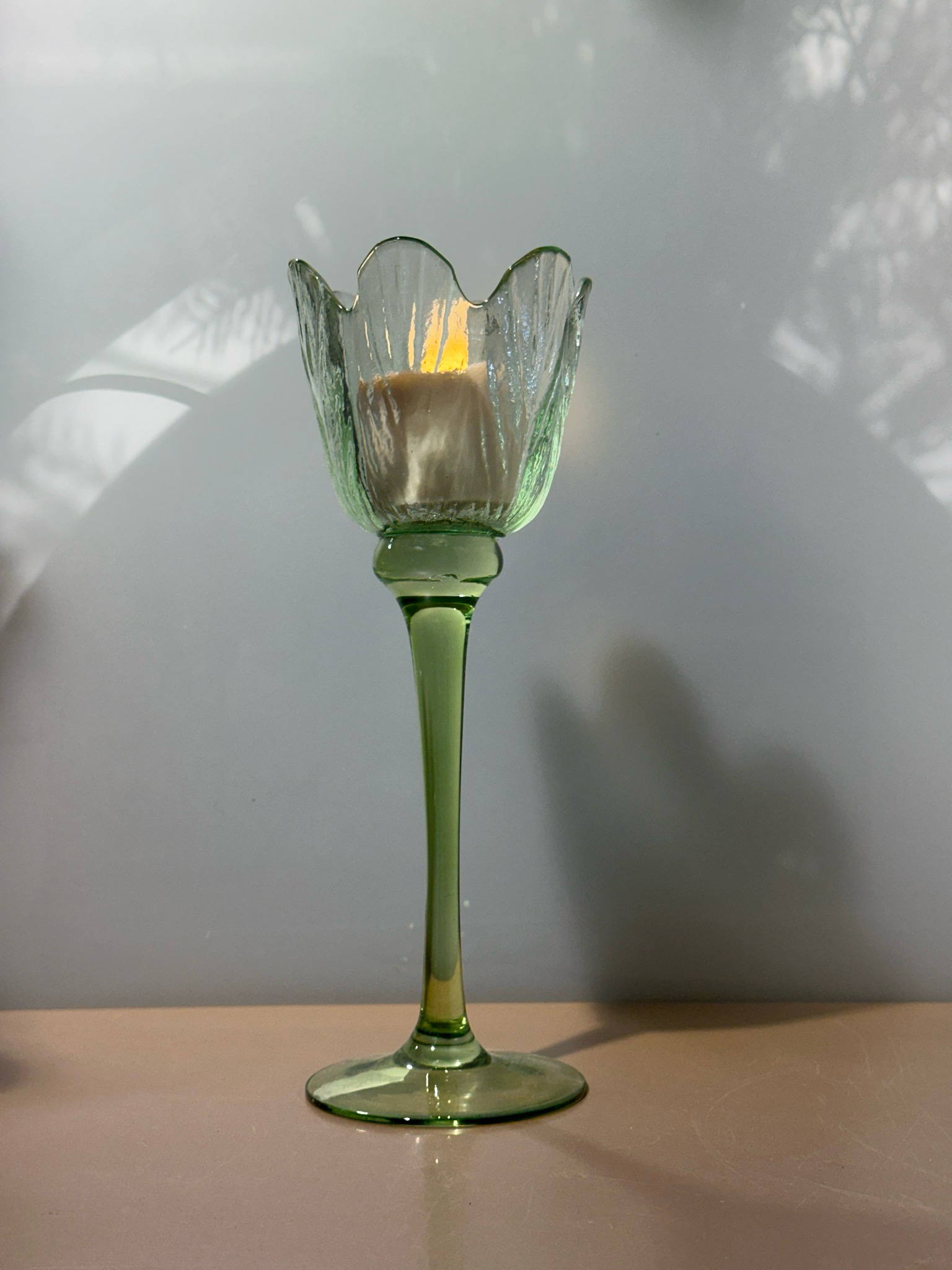 Tulpen windlicht L groen