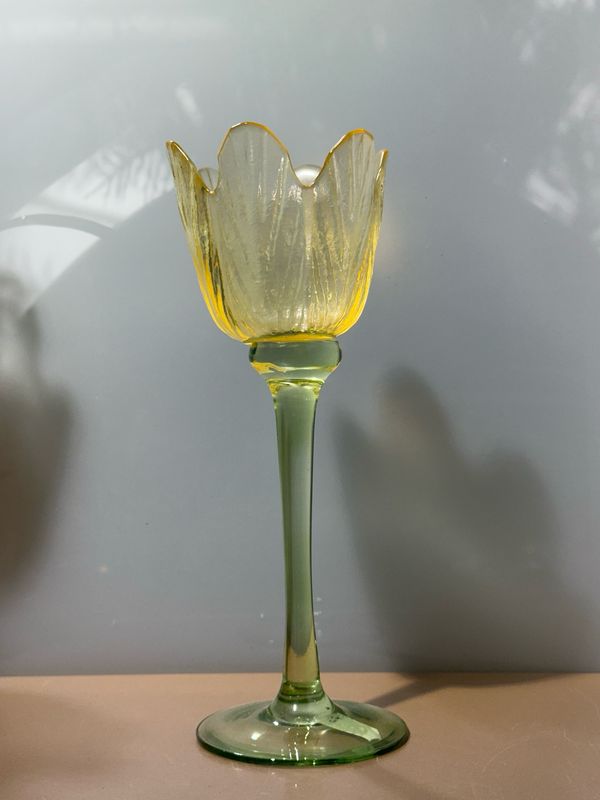 Tulpen windlicht L geel