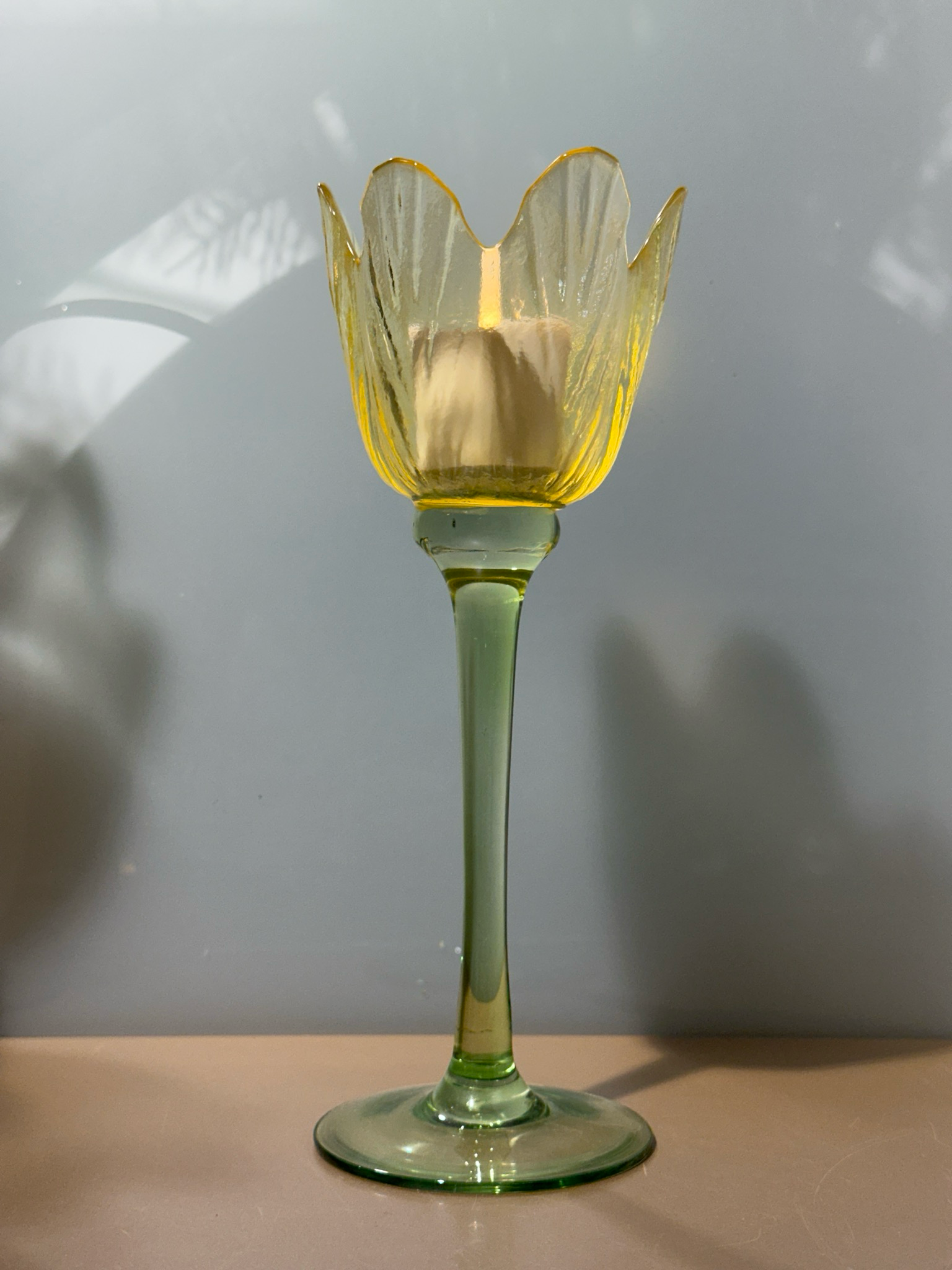 Tulpen windlicht L geel