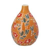 Orange vaas aardewerk met bloemenmotief