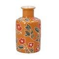Orange vaas steengoed met bloemenmotief