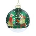 Glazen bal met groen/geruite vossen