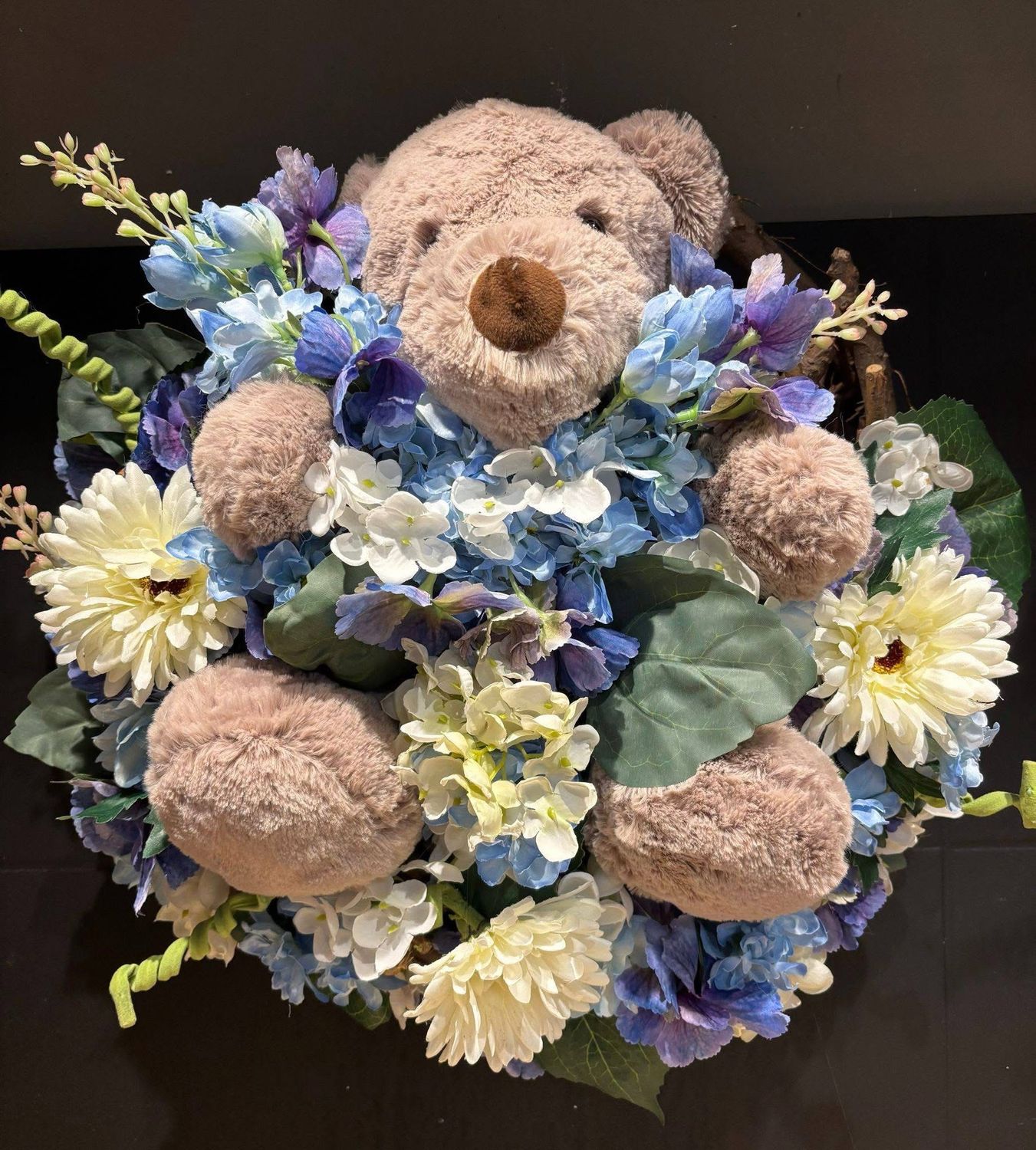 Geboorte krans zijde bloemen jongen