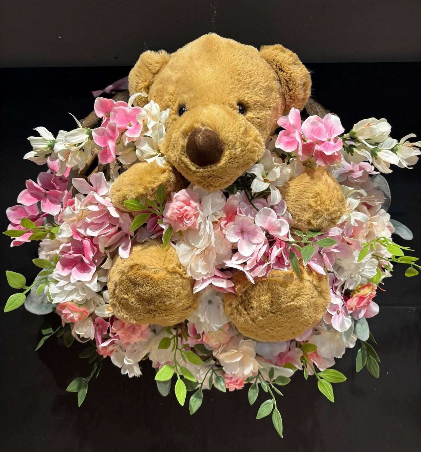 Geboorte krans zijde bloemen meisje