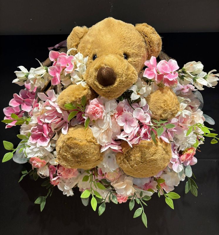 Geboorte krans zijde bloemen meisje