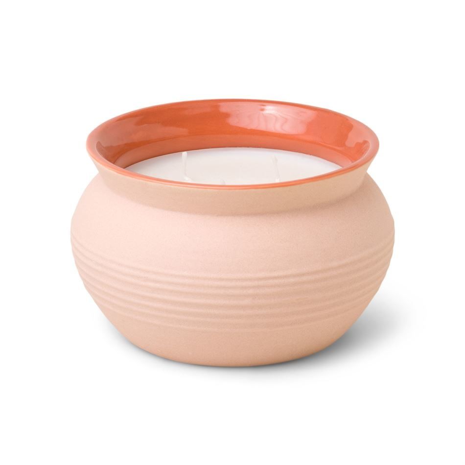 Santorini Textured Matte Ceramic Ribbed 13oz Candle -