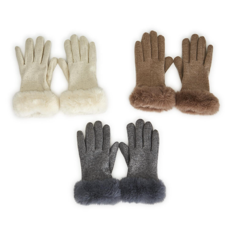 Faux Fur Trimmed Gloves