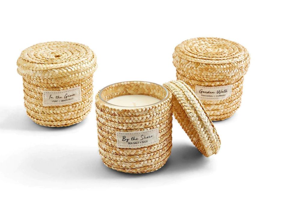 Straw Lidded Basket Candle