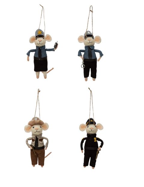 5&quot;H Felt Wool Law Enforcement Mouse Oranment