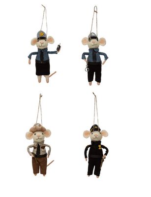 5&quot;H Felt Wool Law Enforcement Mouse Oranment