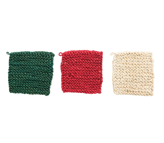 8&quot; Square Jute Crocheted Pot Holder