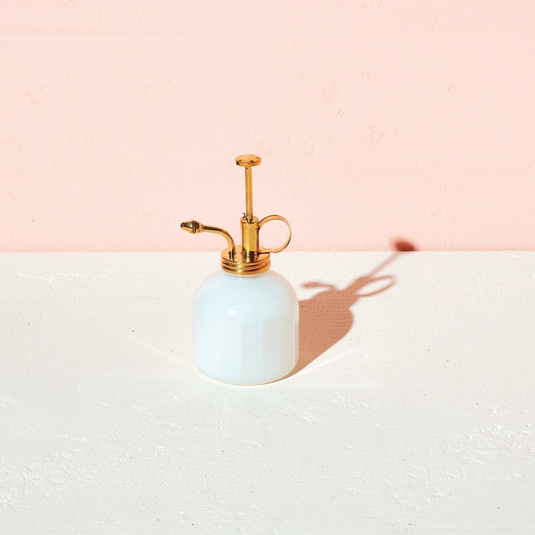 White Glass &amp; Brass Plant Mister